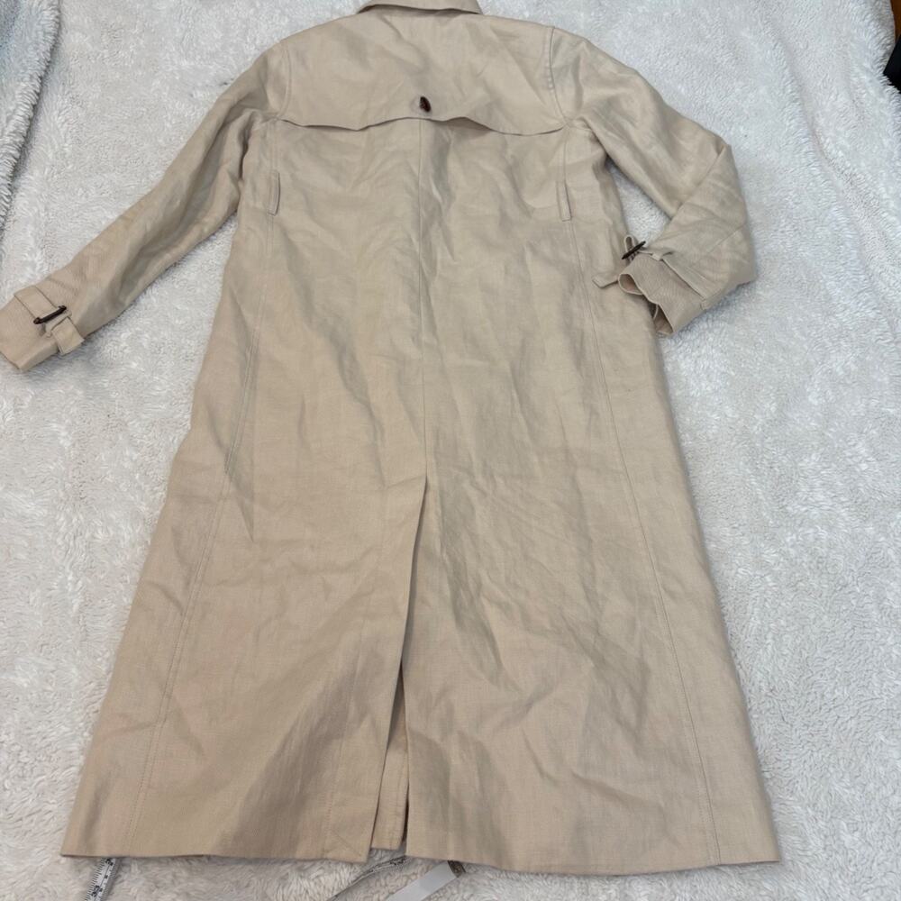 Guideboat Womens Linen Biege Trench Coat 0 Costal Preppy Country Club Work Wear - Picture 2 of 7